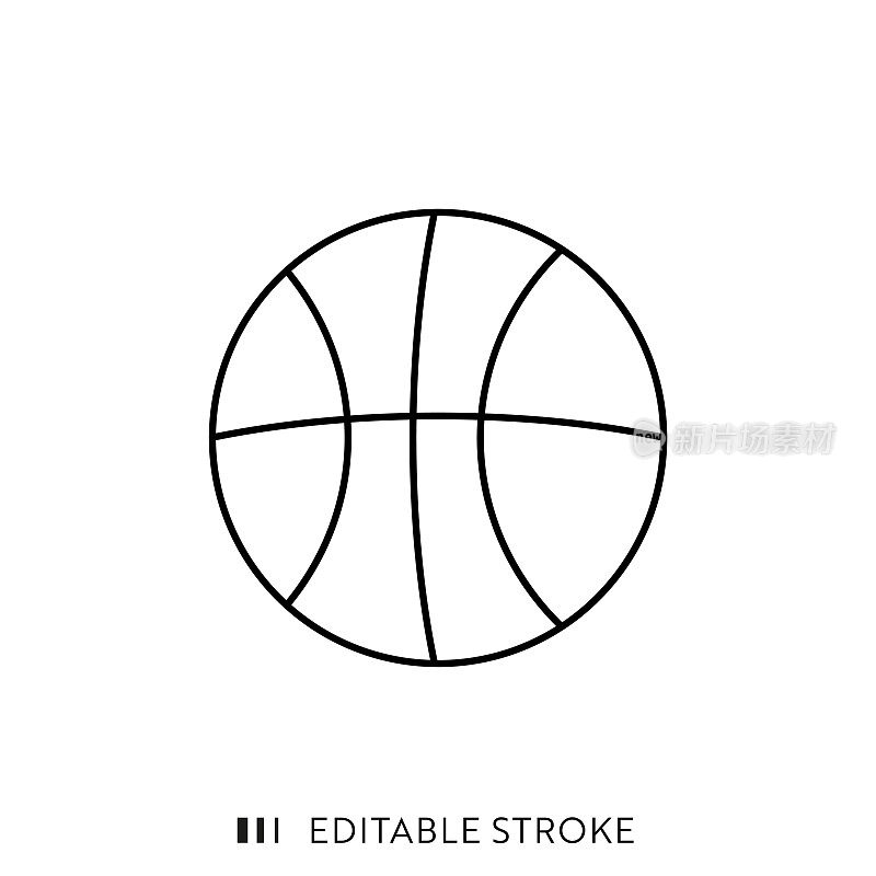 篮球线图标设计与可编辑的笔画。适用于信息图表，网页，移动应用程序，UI, UX和GUI设计。
